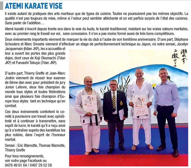 Congratulations to Mr. Joskin and Mr. Greffe for their 6dan FFK Belgium